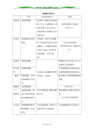 细胞器之间的分工