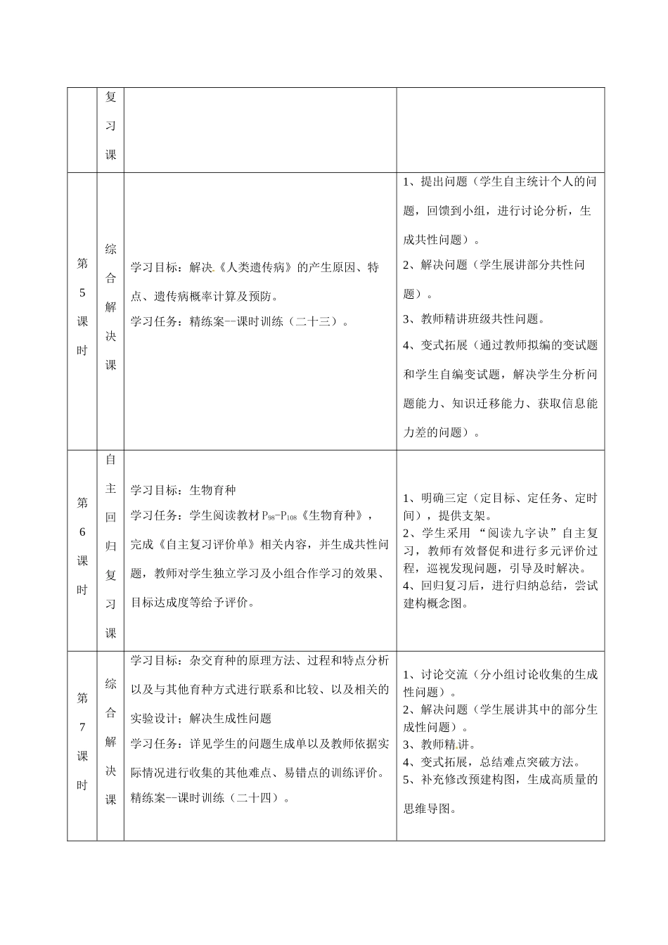 重庆市开县中学2014高三生物一轮复习 7.1 模块课程纲要_第3页