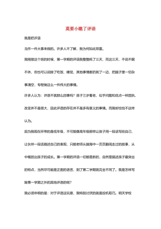 莫要小瞧了评语
