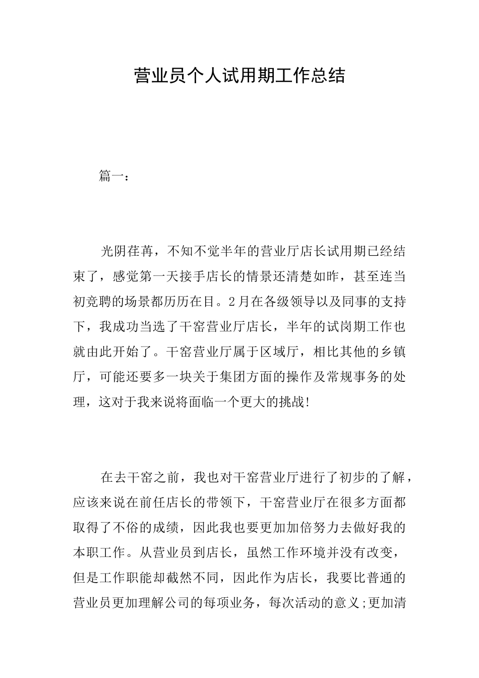 营业员个人试用期工作总结_第1页