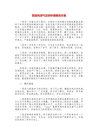 营造风清气正好环境整改方案