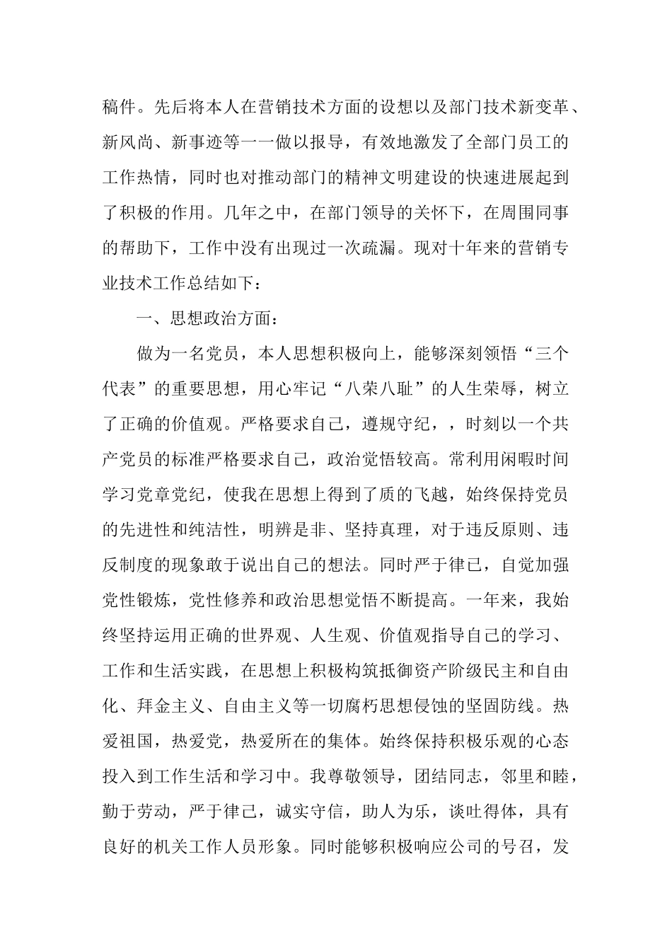 营销工程师专业技术工作总结_第2页