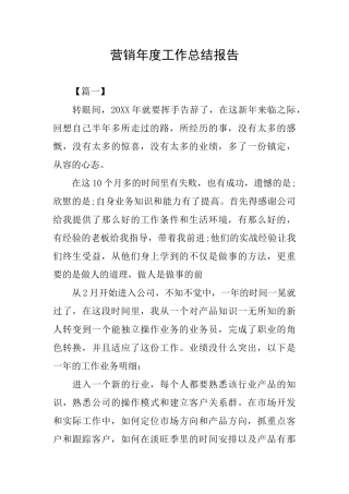 营销年度工作总结报告