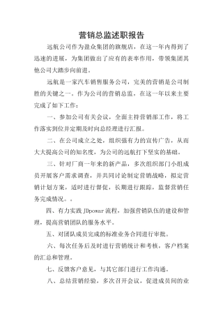 营销总监述职报告