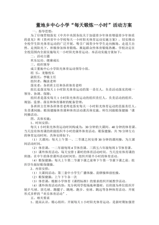董地乡中心小学小学每天一小时体育锻炼活动方案