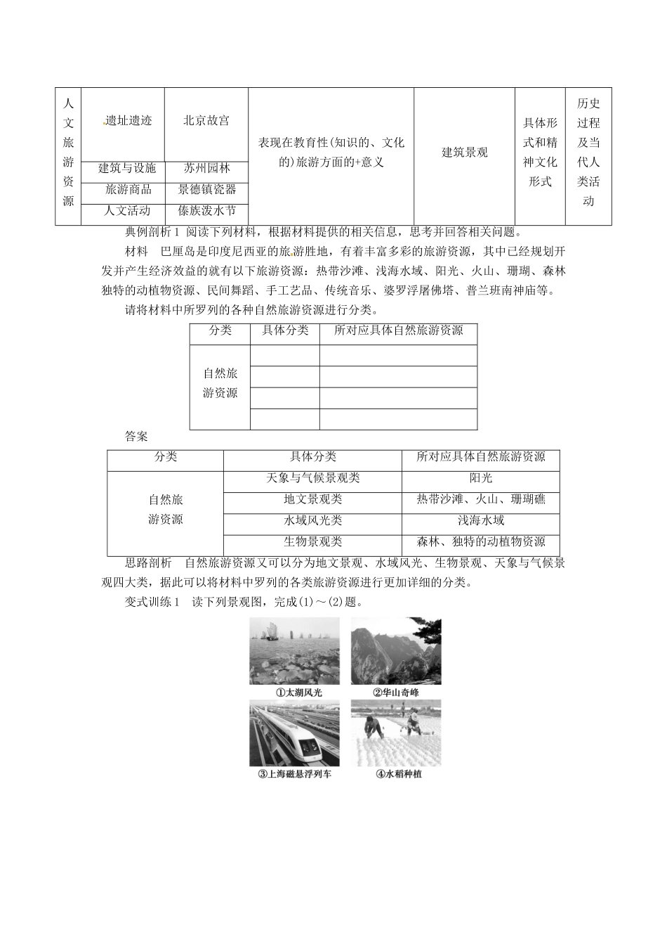 重庆市万州分水中学高中地理 2.1 旅游资源的分类与特性学案 新人教版选修3_第3页