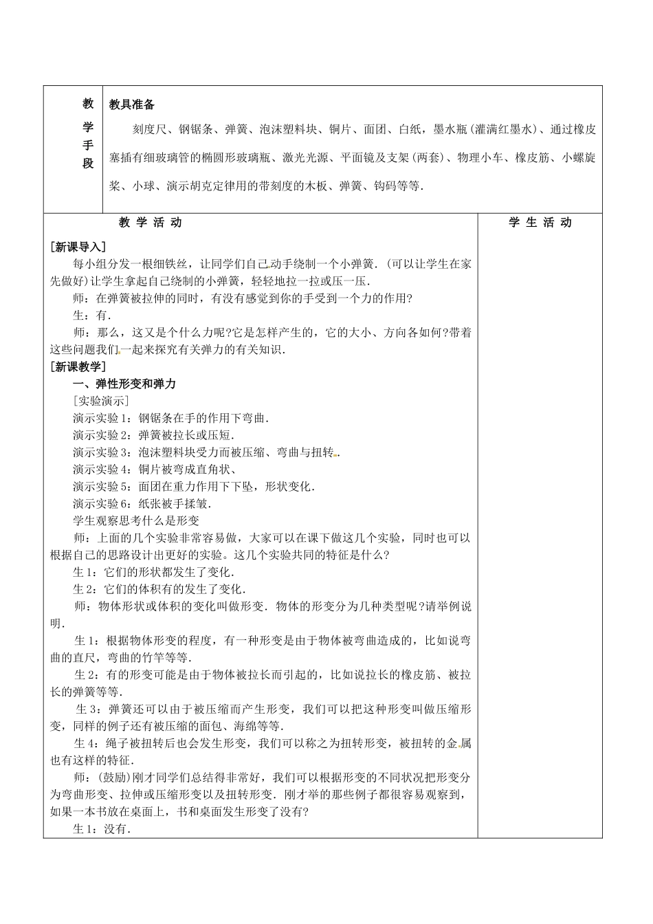 辽宁省大连铁路中学高中物理 3.2 弹力教案_第2页