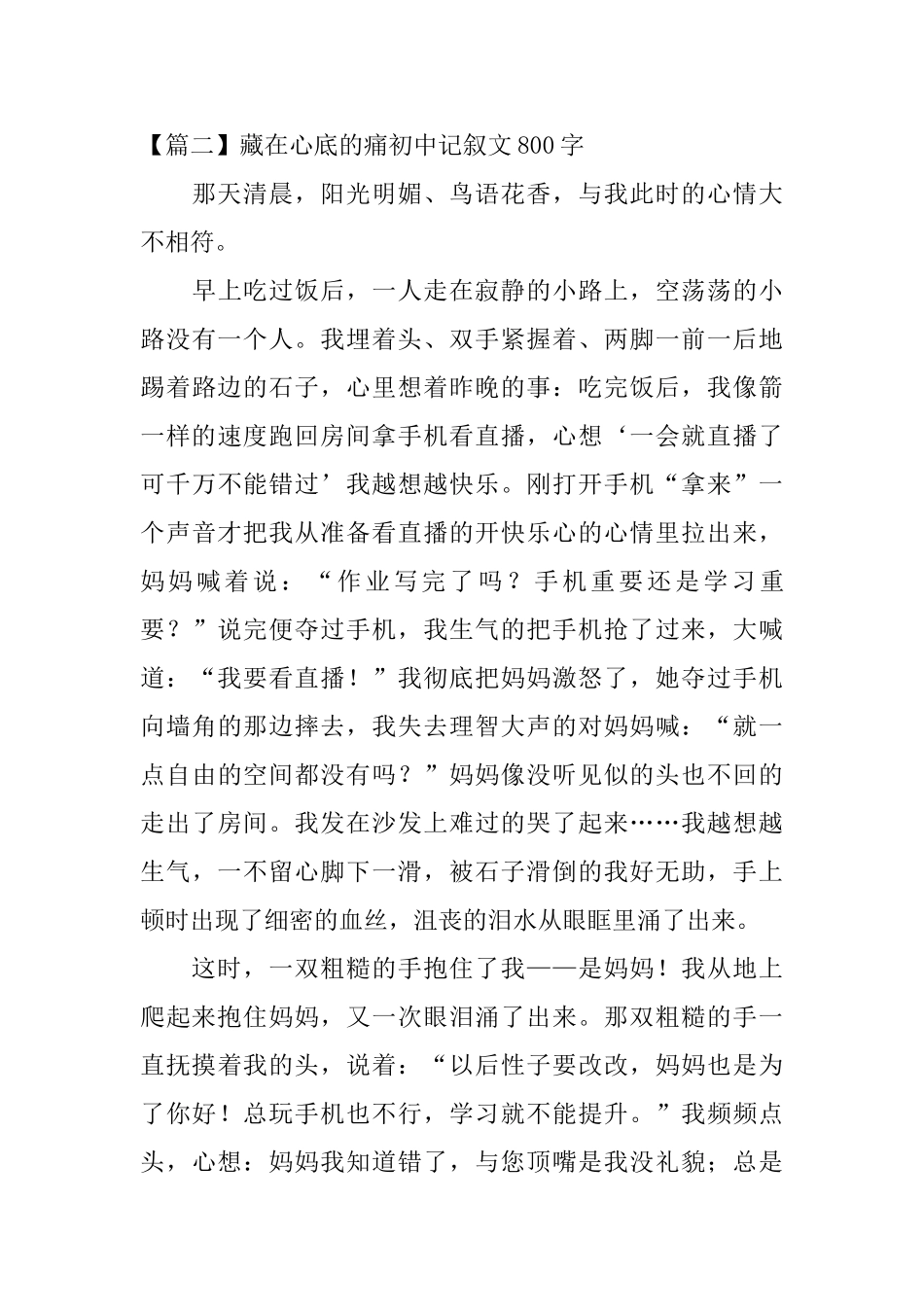 藏在心底的痛初中记叙文800字_第3页