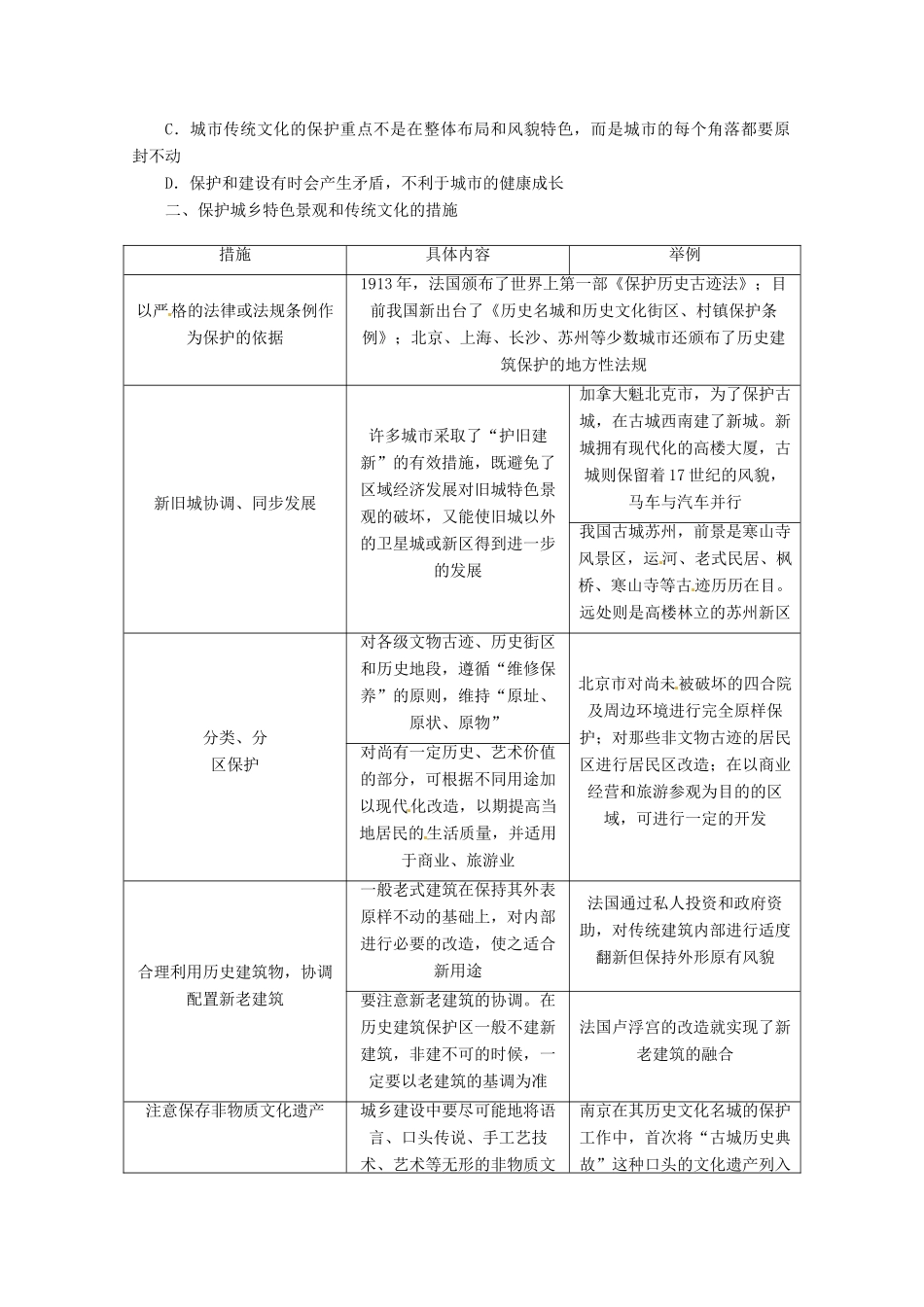 重庆市万州分水中学高中地理 2.3 城乡特色景观与传统文化的保护学案 新人教版选修4_第3页