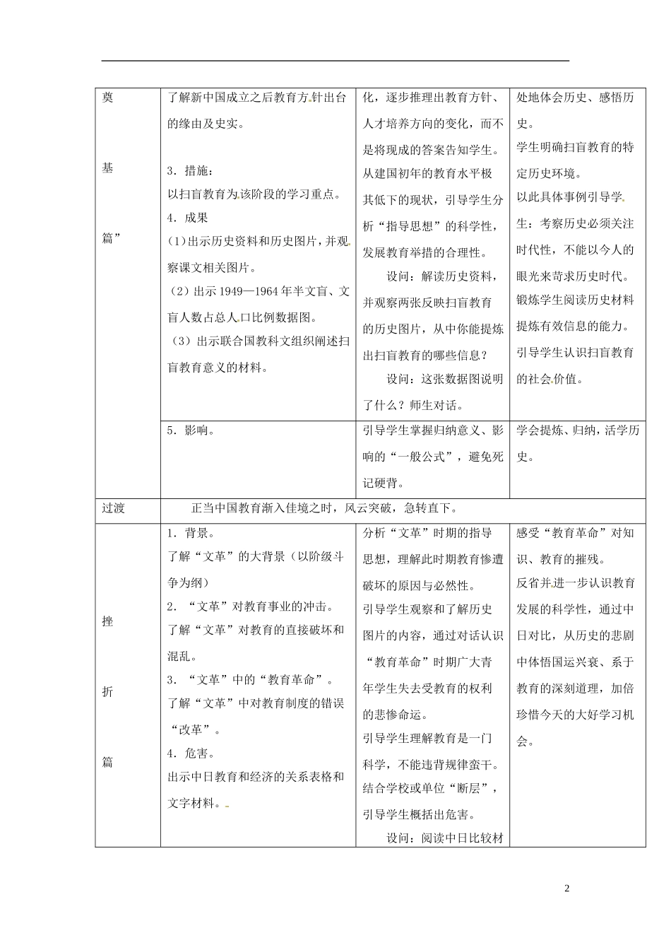 重庆市开县中学2014年高中历史 5.2 人民教育事业的发展教案 人民版必修3_第2页