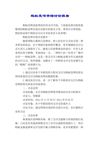 蚂蚁花呗市场研究报告