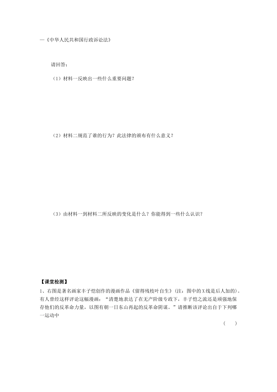 辽宁省沈阳市第二十一中学高中历史 第22课 社会主义政治建设的曲折发展学案 岳麓版必修1_第3页