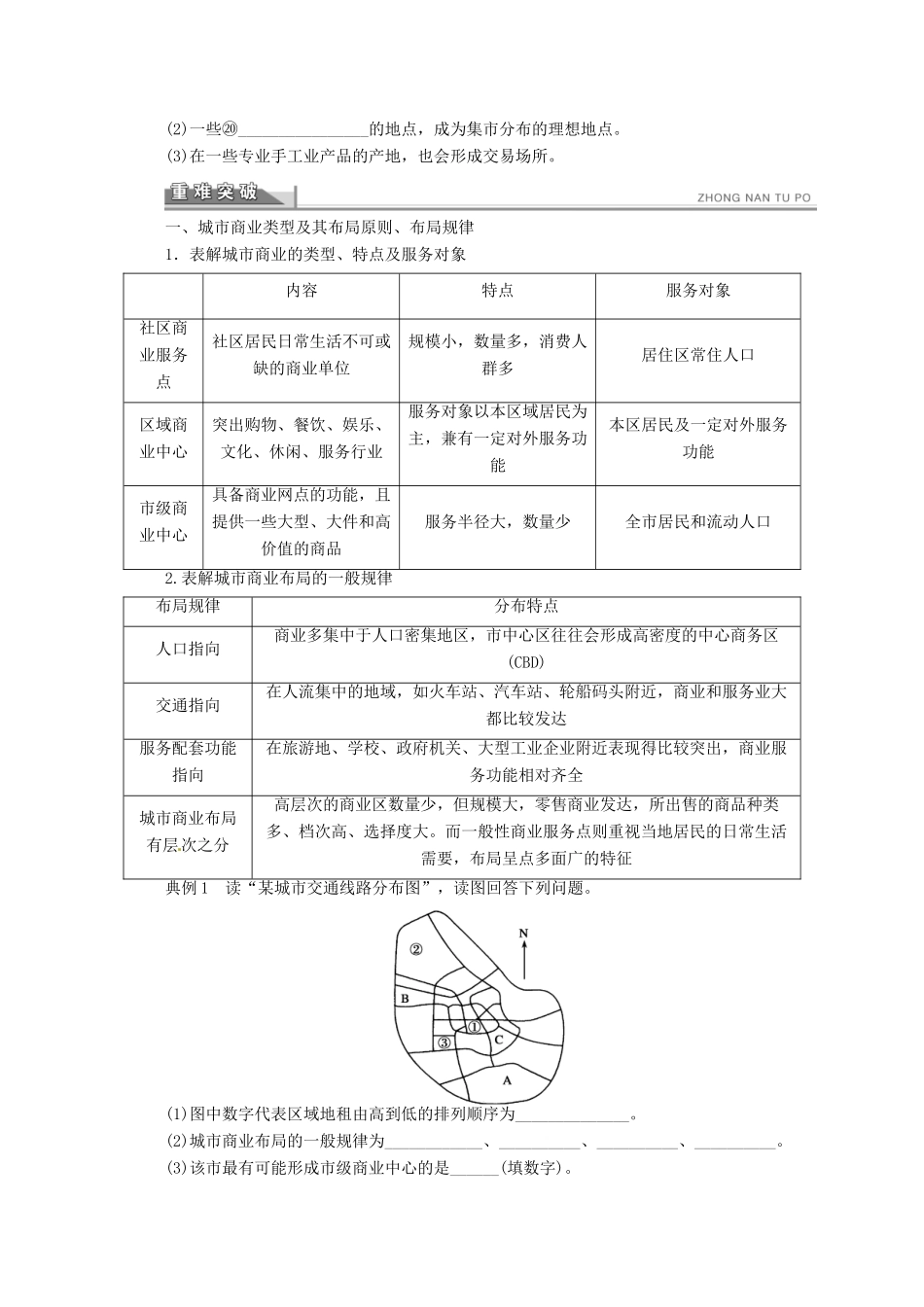 重庆市万州分水中学高中地理 4.2 城乡商业与生活环境学案 新人教版选修4_第2页