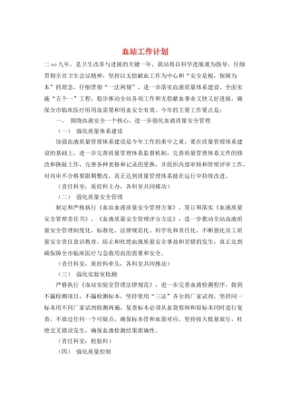 血站工作计划