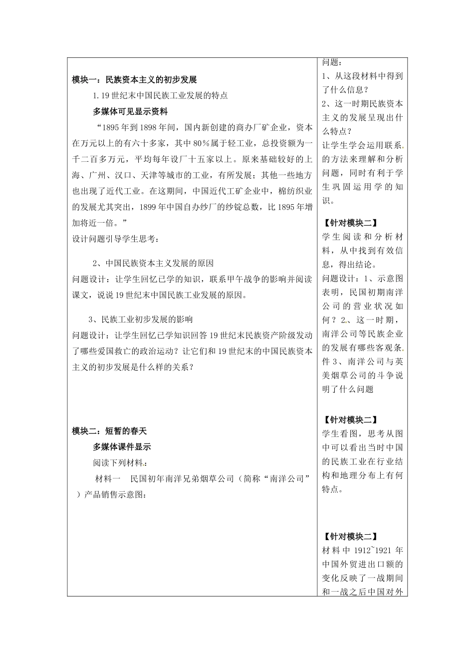 重庆市开县中学2014年高中历史 第三单元第十节 中国民族资本主义的曲折发展导学案 新人教版必修2_第2页