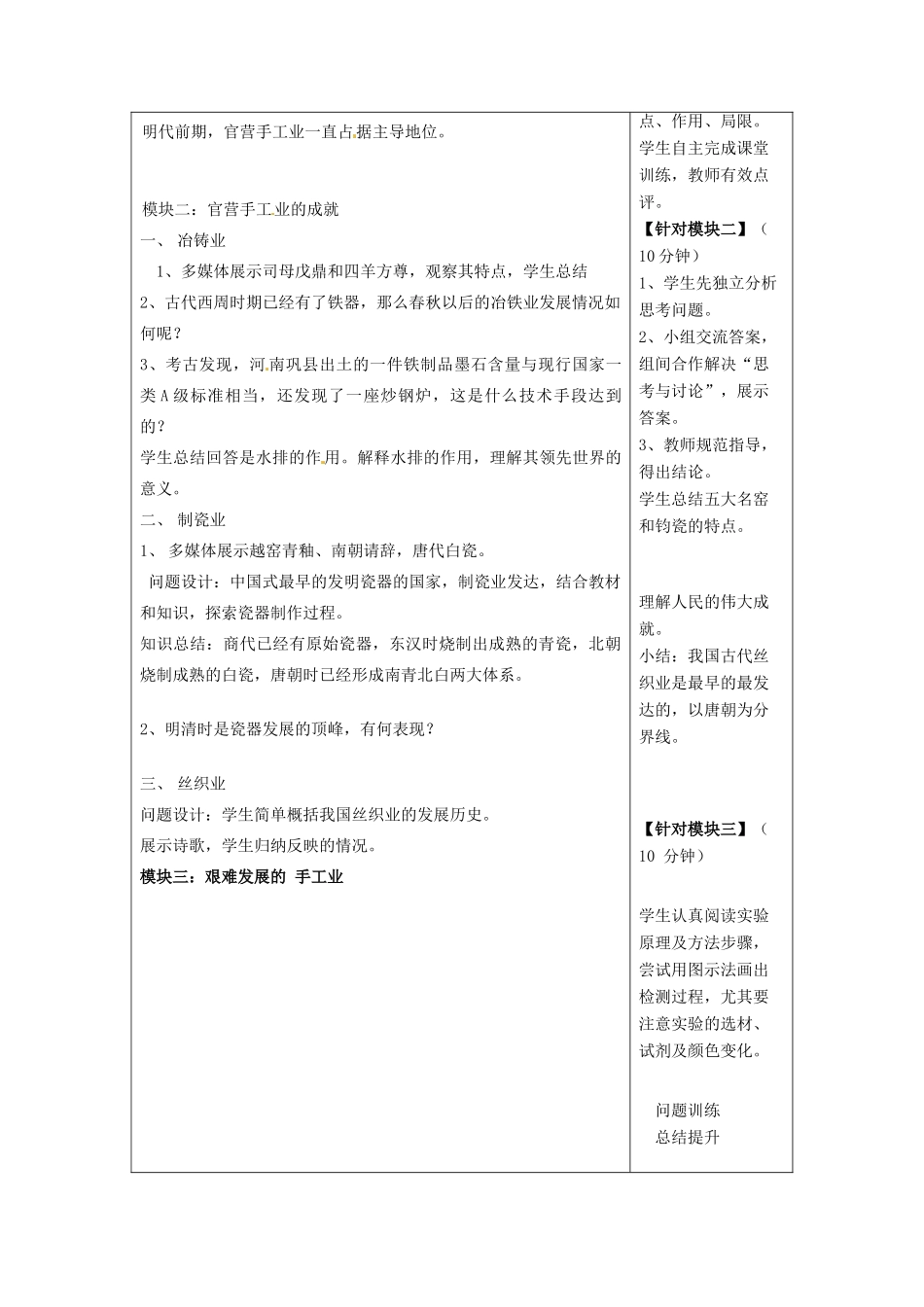 重庆市开县中学2014年高中历史 第一单元第二节 古代的手工业学案 新人教版必修2_第3页