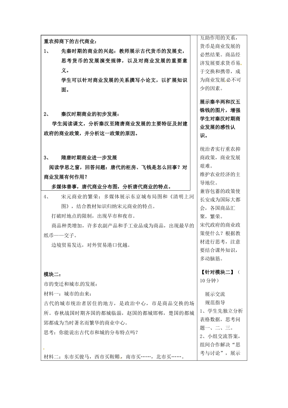 重庆市开县中学2014年高中历史 第一单元第三节 古代商业学案 新人教版必修2_第3页