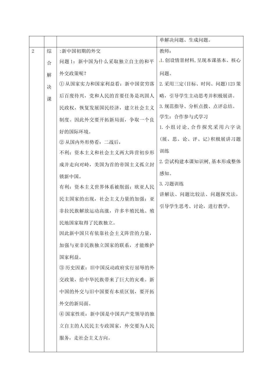 重庆市开县中学2014年高中历史 专题5 现代中国的对外关系单元课程纲要 人民版必修1_第3页