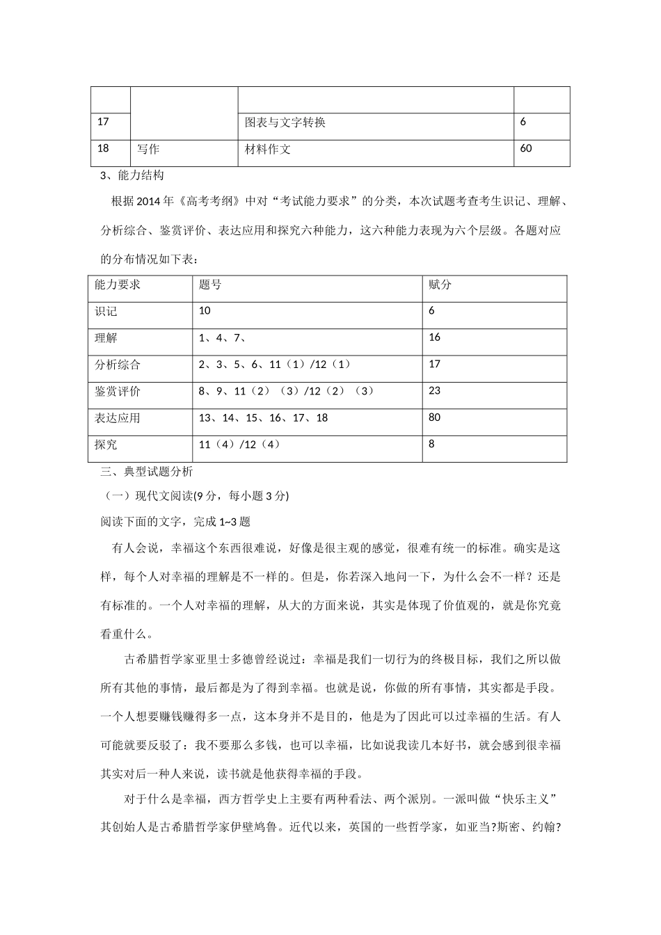 辽宁省高考语文2014试卷分析及2015高考备考建议_第3页