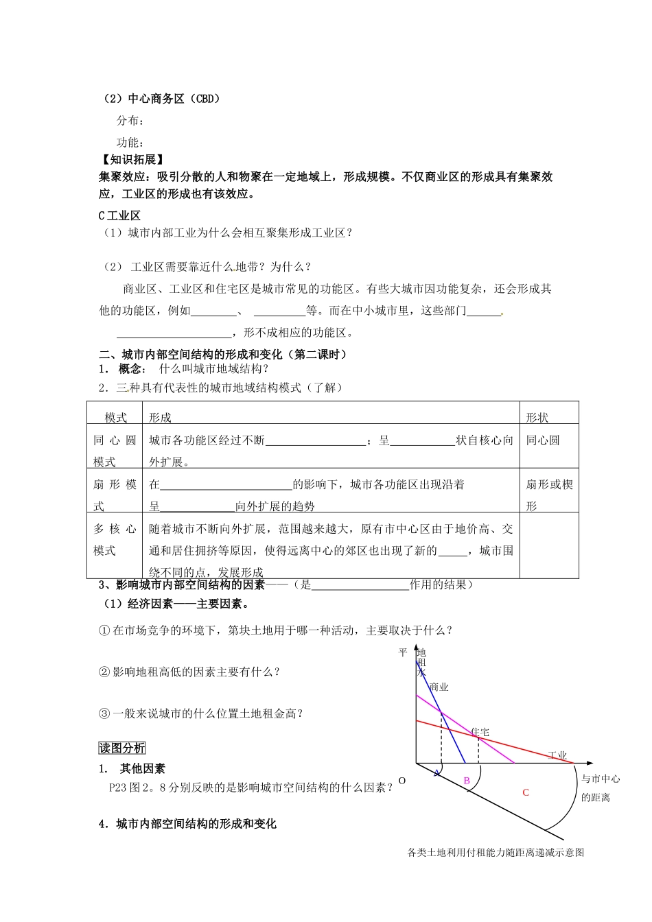 辽宁省新宾满族自治县高级中学高中地理 2.1《城市内部的空间结构》导学案 新人教版必修2_第2页