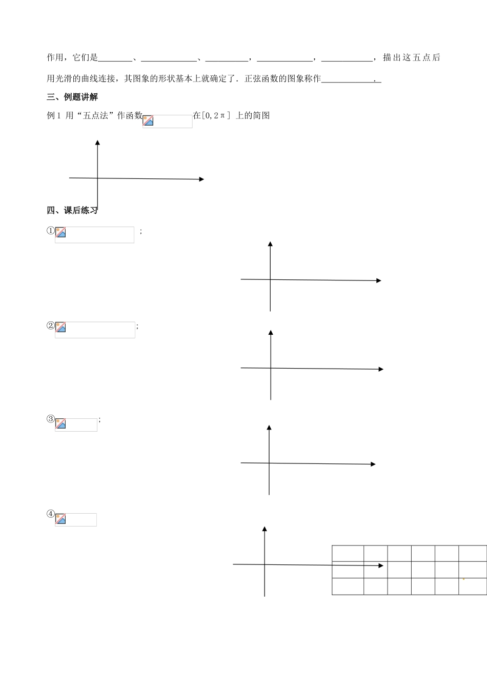 辽宁省农村实验中学高一数学《1.3.1 正弦函数的图像与性质》学案（1）_第2页
