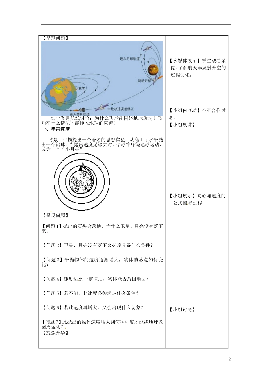 重庆市开县中学2014年高中物理 6-5.6 宇宙航行 经典力学的局限性学案 新人教版必修2_第2页