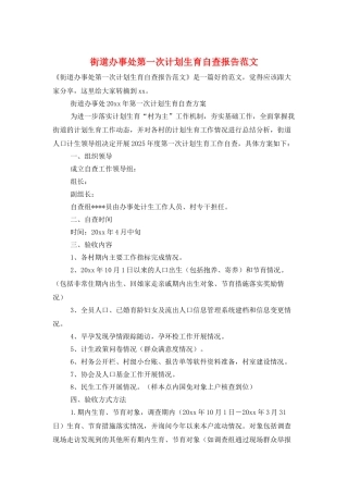 街道办事处第一次计划生育自查报告范文