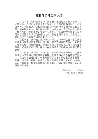 被指导青年教师工作总结