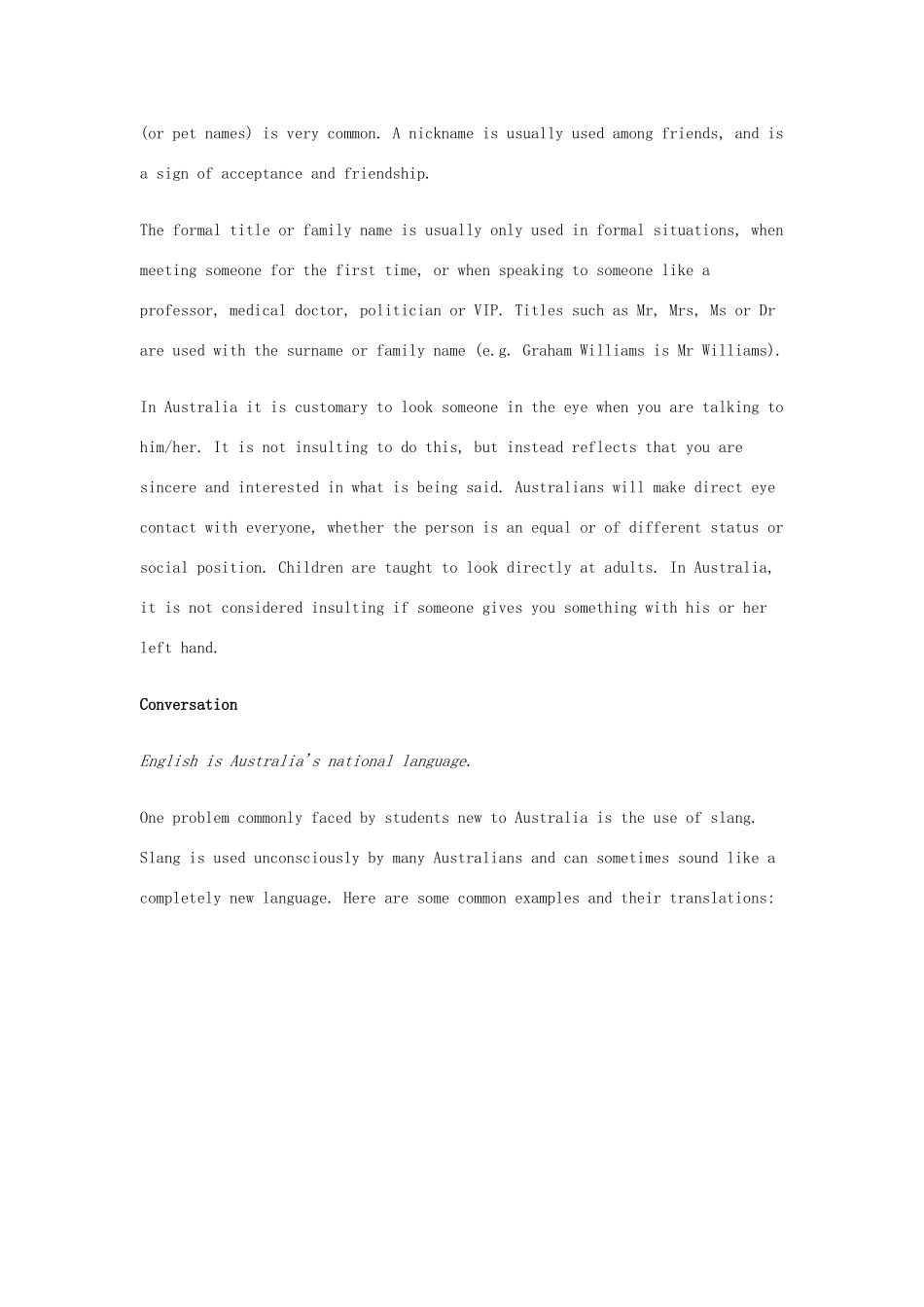 陕西省定边县第四中学高中英语 Unit 3 Australia 背景材料 文章 Culture素材 新人教版选修9_第2页