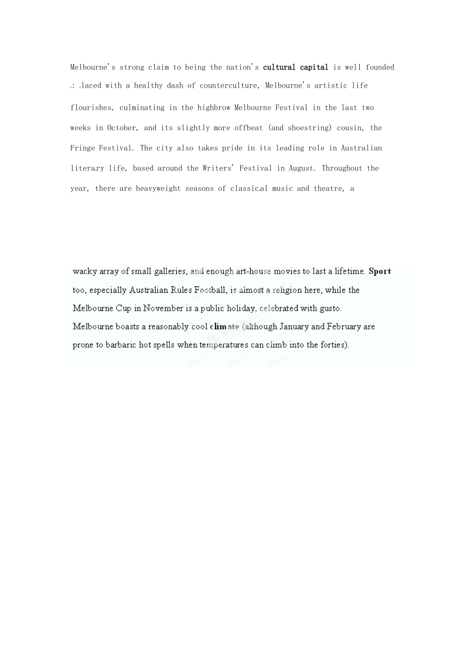 陕西省定边县第四中学高中英语 Unit 3 Australia 背景材料 文章 Introduction to Melbourne素材 新人教版选修9_第2页
