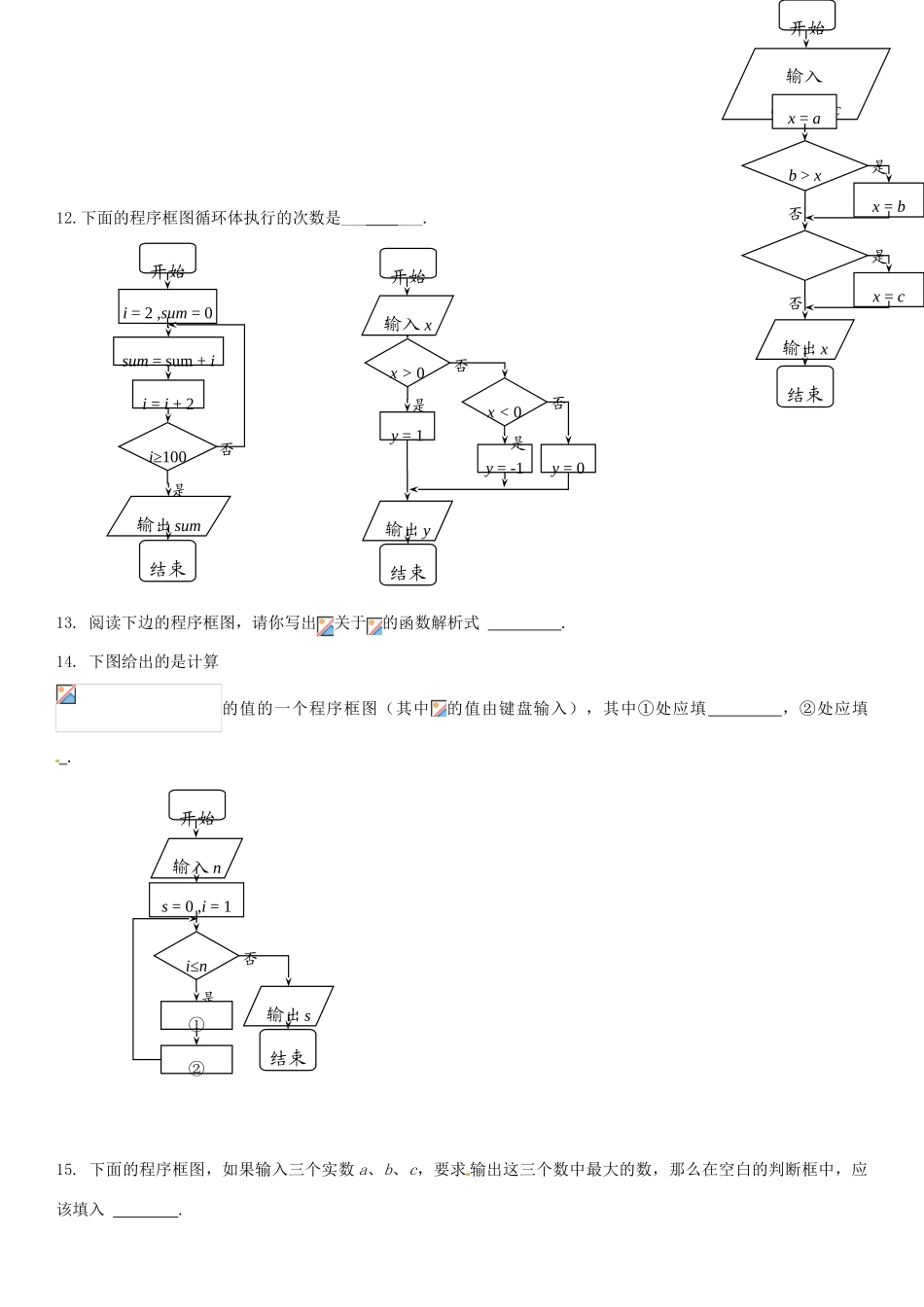 辽宁省新宾满族自治县高级中学高中数学 算法测试学案 新人教A版必修3_第3页