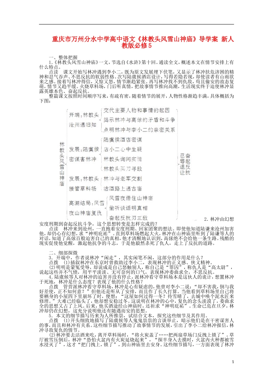 重庆市万州分水中学高中语文《林教头风雪山神庙》导学案 新人教版必修5_第1页