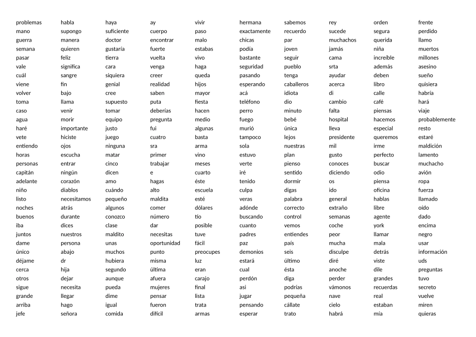 西班牙语高频词汇top1000打印版_第2页