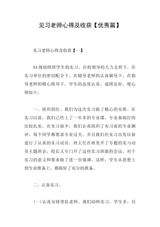 见习教师心得及收获