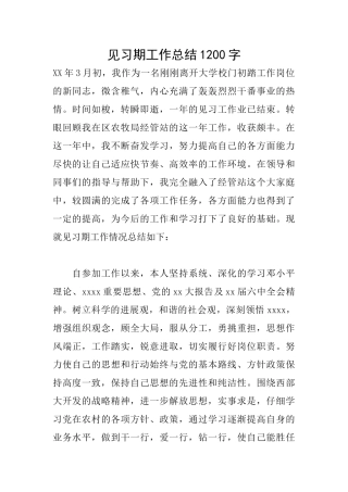 见习期工作总结1200字