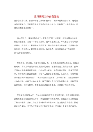 见习期间工作自我鉴定