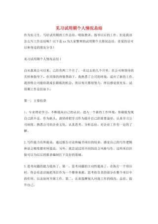 见习试用期个人情况总结