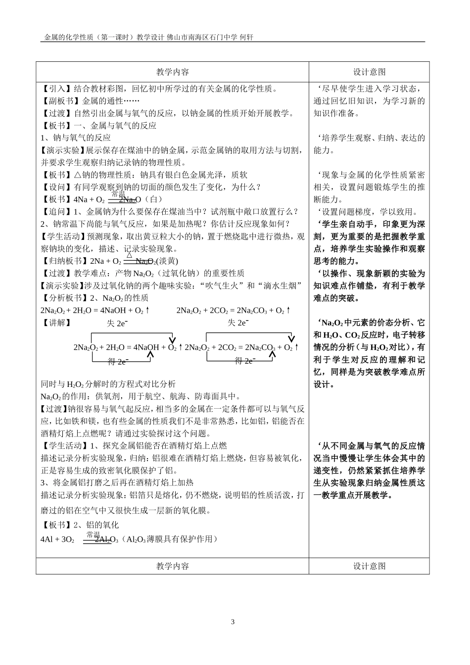 金属的化学性质第一课时说课稿_第3页