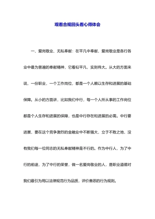 观看合规回头看心得体会