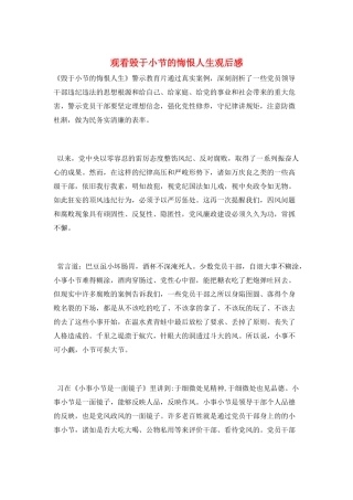 观看毁于小节的悔恨人生观后感