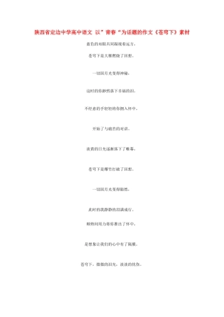 陕西省定边中学高中语文 以”青春“为话题的作文《苍穹下》素材