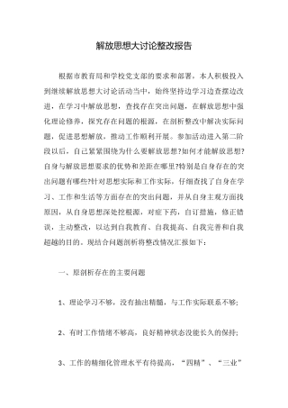 解放思想大讨论整改报告