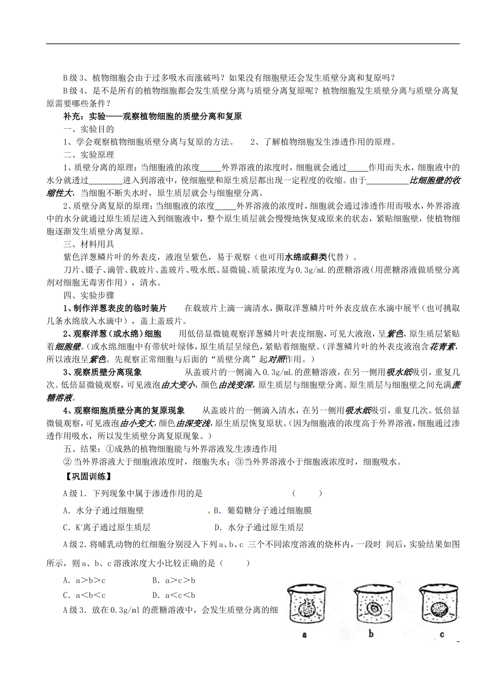陕西省澄城县寺前中学高一生物《物质的跨膜运输》学案（第二课时）（2013-6-13） 苏教版_第2页