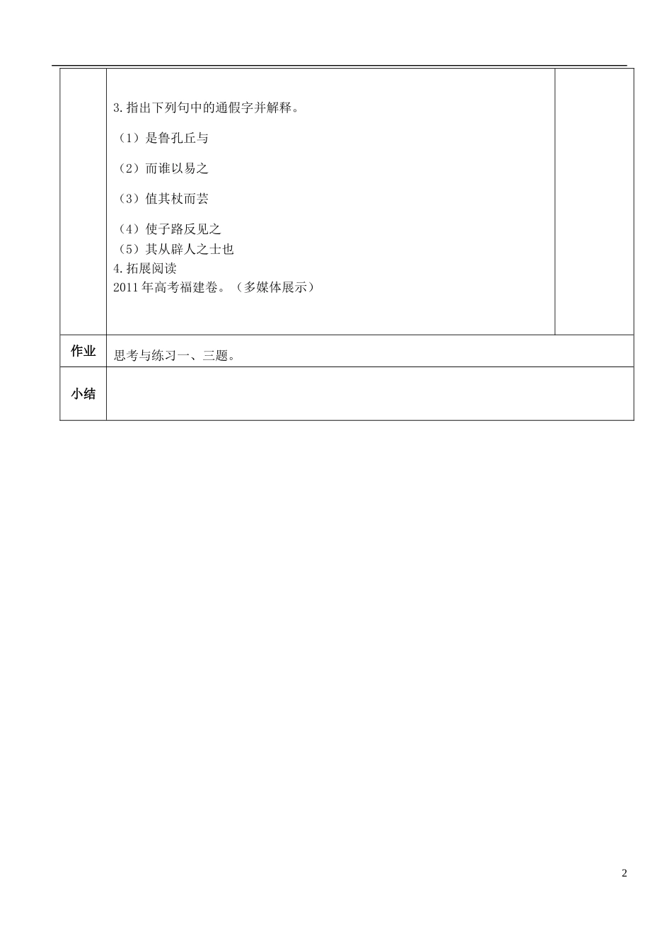 陕西省西安交大阳光中学2014高中语文 第一单元 天下有道，丘不与易也导学案1 新人教版选修《先秦诸子选读》_第2页