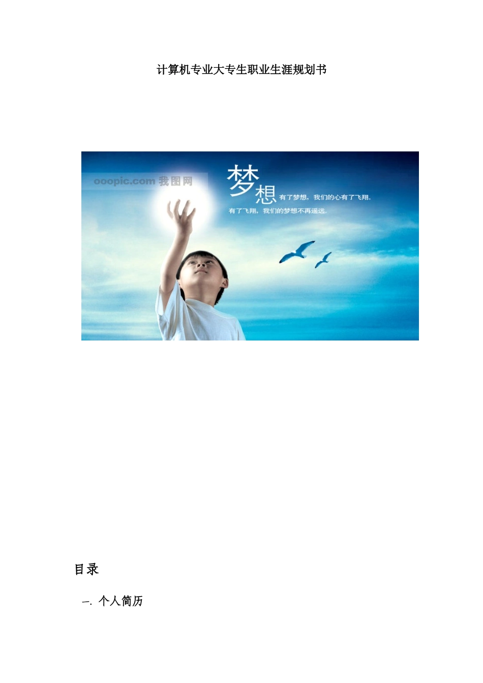 计算机专业大专生职业生涯规划书_第1页