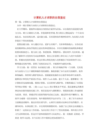计算机人才求职的自我鉴定