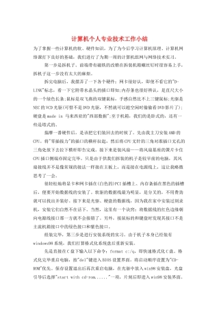 计算机个人专业技术工作小结