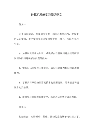 计算机系统实习周记范文