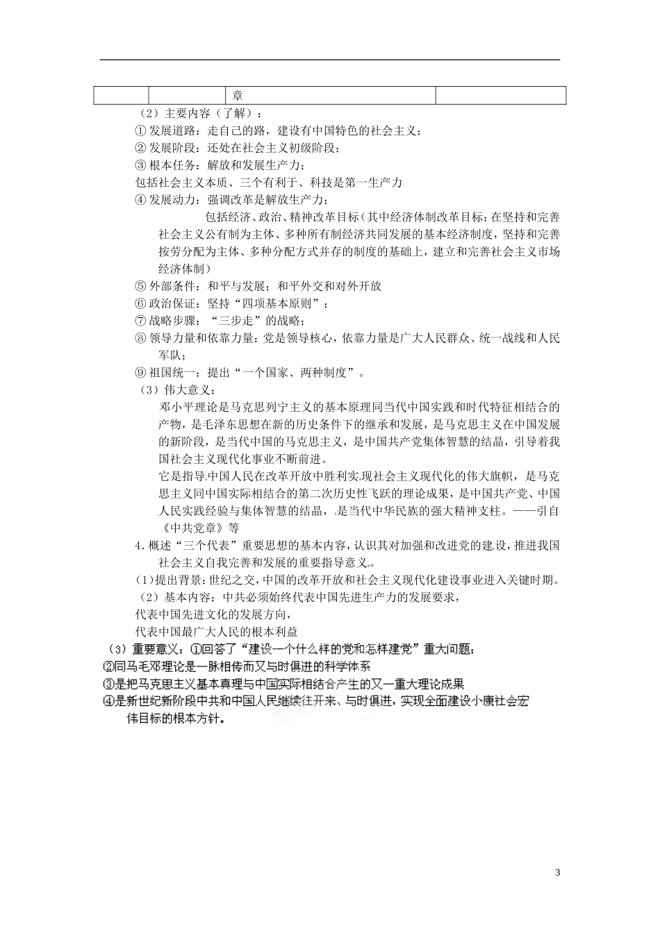 重庆市万州分水中学2014年高三历史 复习背诵基础知识必读 专题4 20世纪以来中国重大理论成果（文科班）人民版_第3页
