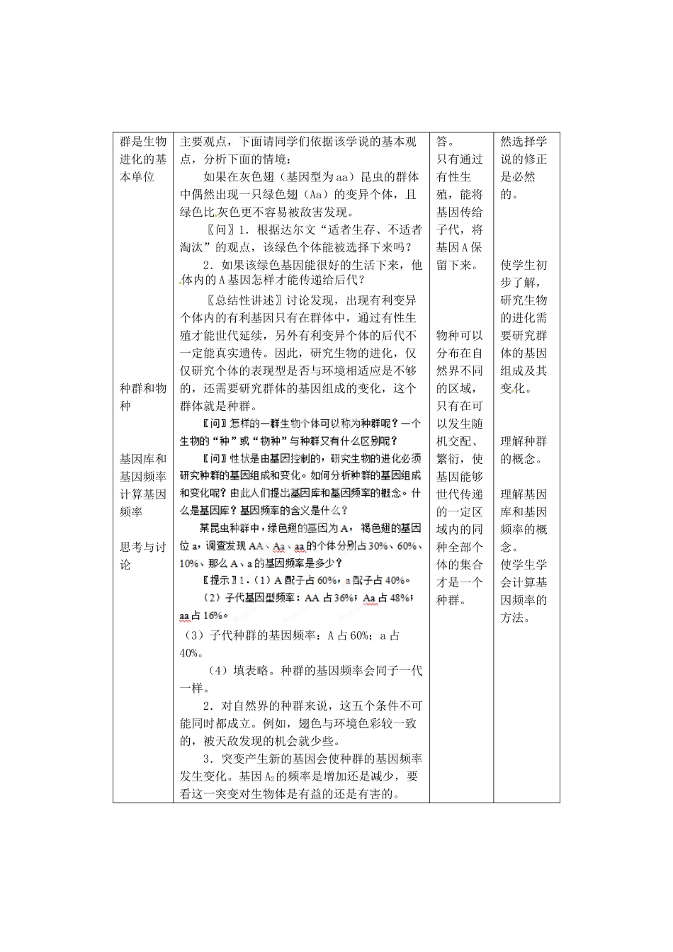 陕西省南郑中学2014高中生物 7.2现代生物进化理论的主要内容（第1课时）教案A 新人教版必修2_第2页